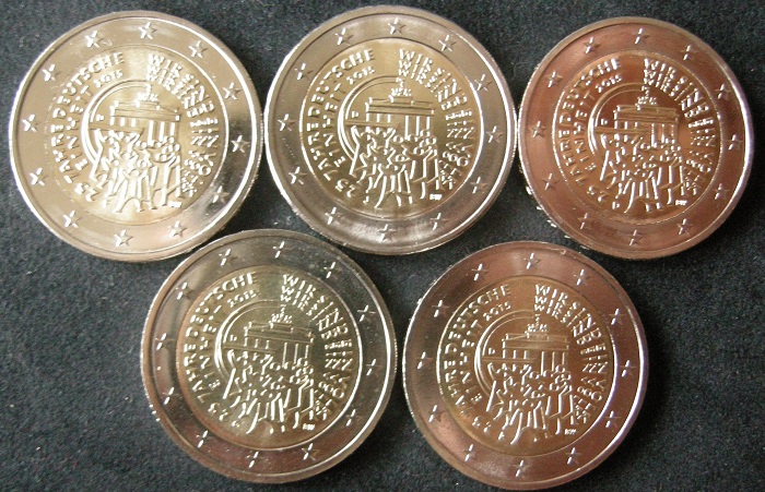 (afbeelding voor) 2 Euromunt Duitsland 5x 2015 Duitse Eenheid UNC A-D-F-G-J